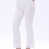 Stepped Fray Hem Crop Flare Jeans