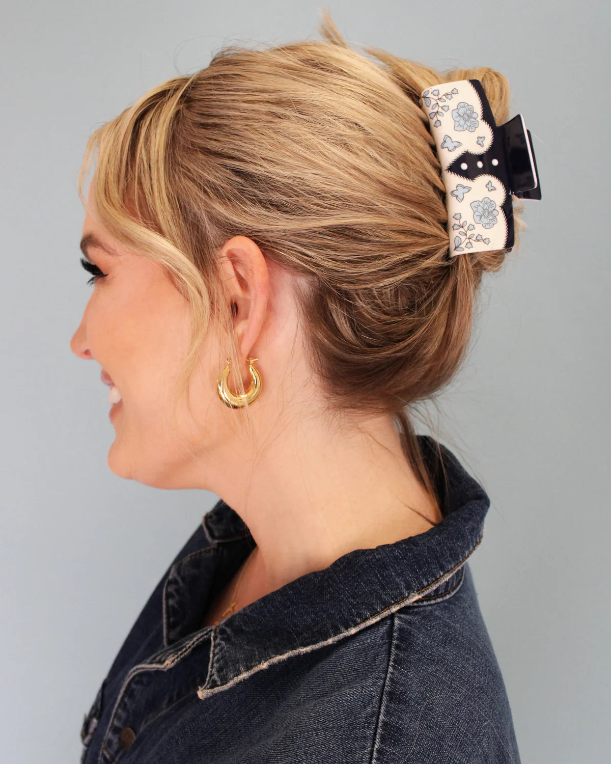 Navy Western Shirt Claw Hair Clip at ooh la la! in Grapevine TX 76051