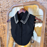 Haute Faux Collar - Pearl Trimmed Peter Pan Style in black at ooh la la! in Grapevine TX 76051