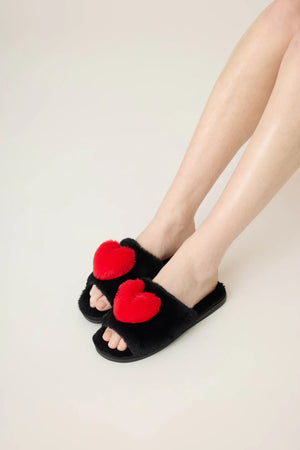 PJ Salvage Red Heart Love Slide Slippers at ooh la la! in Grapevine TX 76051