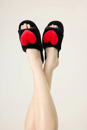 PJ Salvage Red Heart Love Slide Slippers at ooh la la! in Grapevine TX 76051