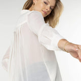 Liverpool Chiffon Shirt with Pleat Back in cream at ooh la la! in Grapevine TX 76051