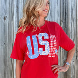 USA Quilted Print Slub Tee