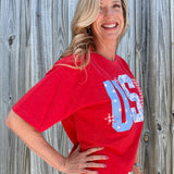 USA Quilted Print Slub Tee