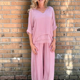 Silk Pants with Side Slit - Multiple Colors