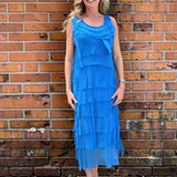 Long Silk Ruffle Dress in Assorted Colors