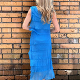 Long Silk Ruffle Dress in Assorted Colors