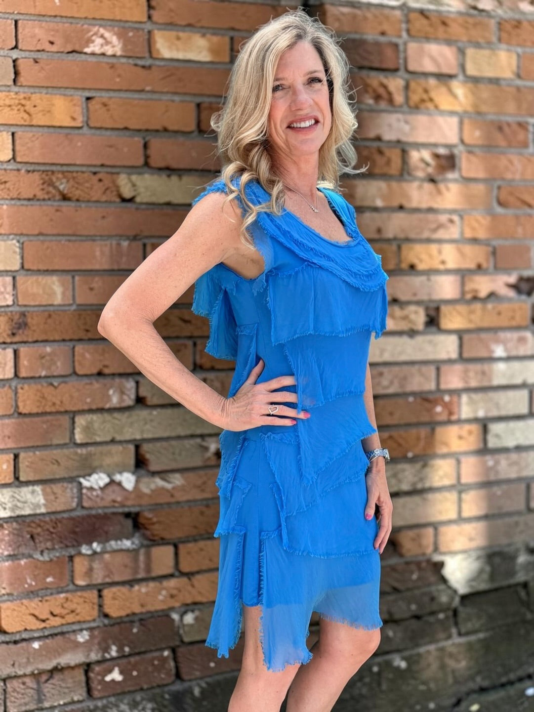 Silk Ruffle Dress in Assorted Colors