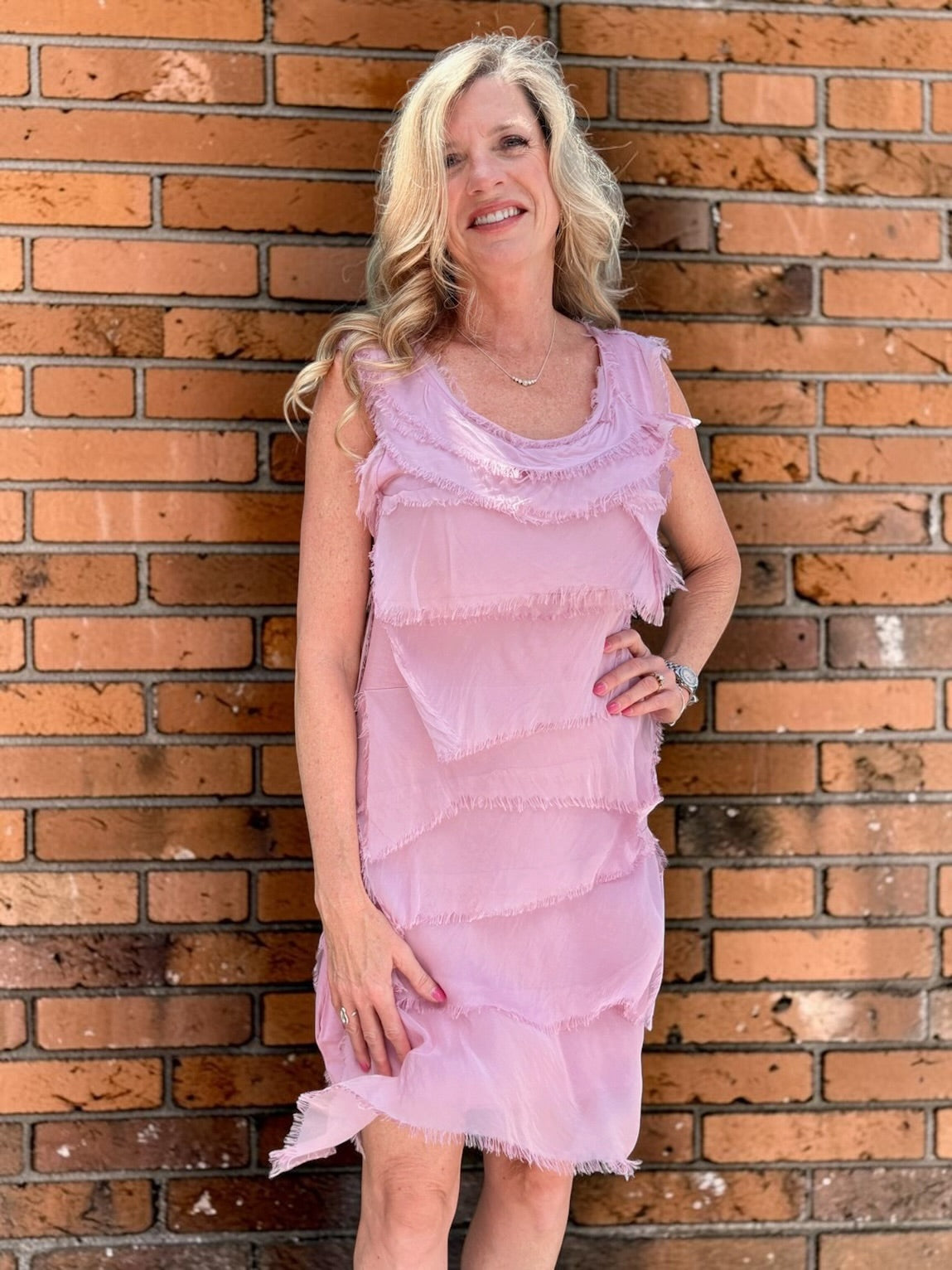 Silk Ruffle Dress in Assorted Colors