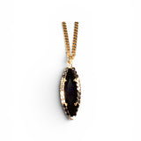 TOVA Alyssa Necklace featuring marquise-cut jet crystal pendant on gold chain at ooh la la! in Grapevine TX 76051