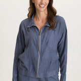 XCVI Wearables Ryker Jacket in hypnotic pigment blue at ooh la la! in Grapevine TX 76051