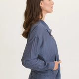 XCVI Wearables Ryker Jacket in hypnotic pigment blue at ooh la la! in Grapevine TX 76051