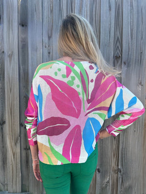 Colorful Leaves Batwing Sweater made in Italy at ooh la la! in Grapevine TX 76051