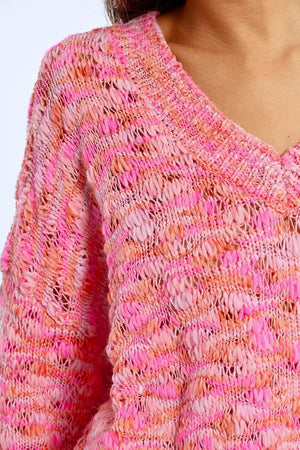 Molly Bracken oversized wavy knit sweater in pink at ooh la la! In Grapevine TX 76051