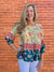 Olive Hill Square Neck 3/4 Sleeve Top in Yellow/Navy at ooh la la! in Grapevine TX 76051