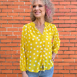 Olive Hill Polka Dot Blouse in yellow at ooh la la! in Grapevine TX 76051