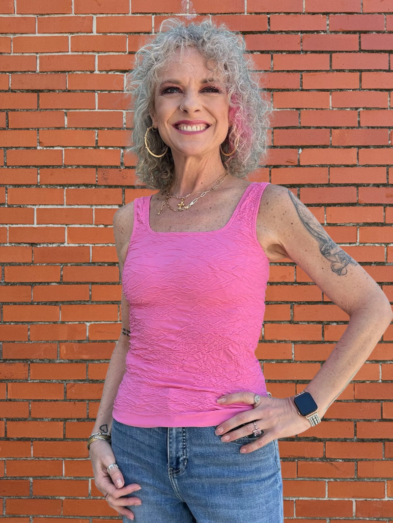Seamless Crinkle Tank in rose at ooh la la! in Grapevine TX 76051