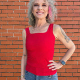 Seamless Crinkle Tank in red at ooh la la! in Grapevine TX 76051