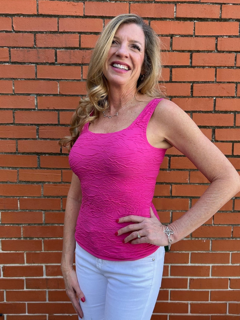 Seamless Crinkle Tank in pink at ooh la la! in Grapevine TX 76051