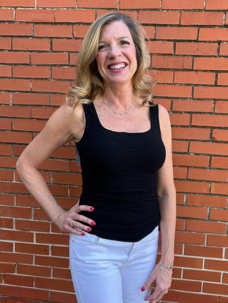 Seamless Crinkle Tank in black at ooh la la! in Grapevine TX 76051