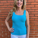 Seamless Crinkle Tank in azul at ooh la la! in Grapevine TX 76051