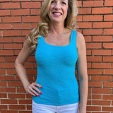 Seamless Crinkle Tank in azul at ooh la la! in Grapevine TX 76051