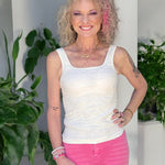 Seamless Crinkle Tank in off white at ooh la la! in Grapevine TX 76051