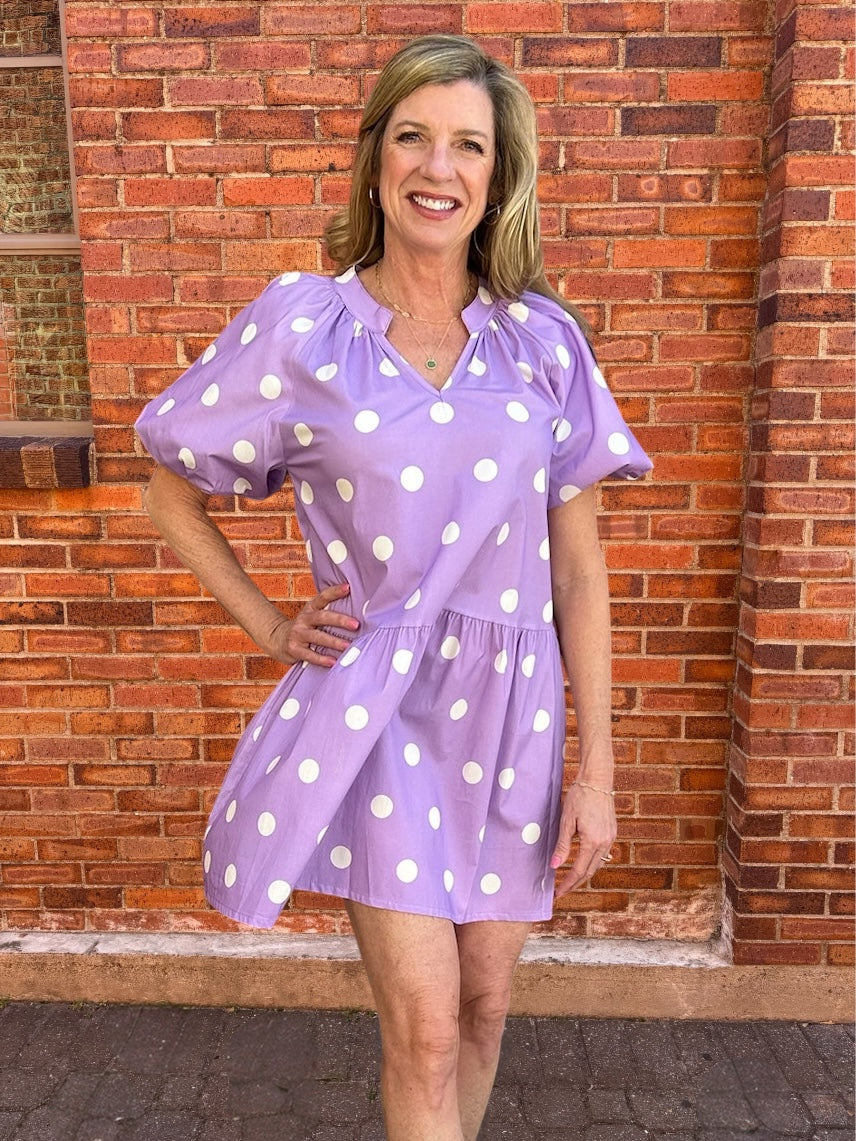 Sofia Sadie dress in freesia polka dots at ooh la la! in Grapevine TX 76051