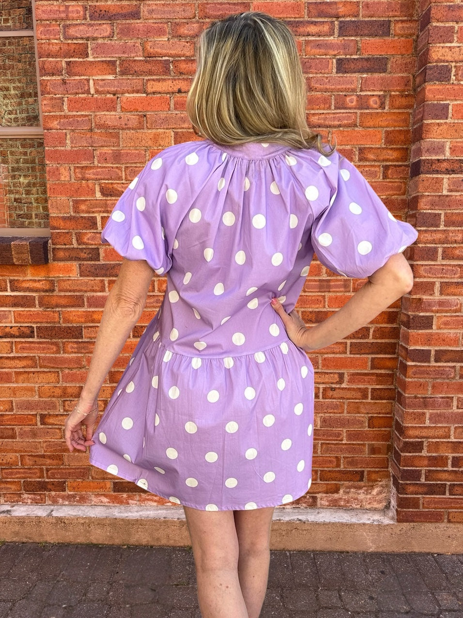 Sofia Sadie dress in freesia polka dots at ooh la la! in Grapevine TX 76051