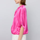 Sofia Jane Satin Blouse in azalea pink at ooh la la! in Grapevine TX 76051