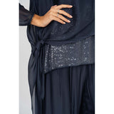 Silk Tunic & Pants w/ Sequin Detail in black at ooh la la! in Grapevine TX 76051
