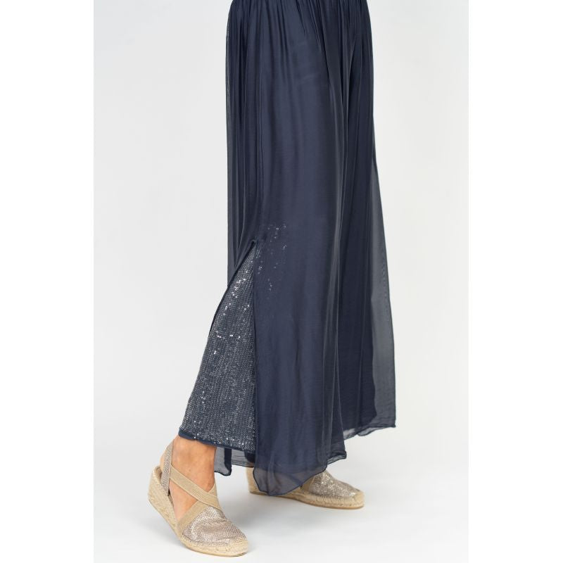 Silk Tunic & Pants w/ Sequin Detail in black at ooh la la! in Grapevine TX 76051