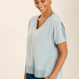 XCVI Twill Clara Top in blue at ooh la la! in Grapevine TX 76051