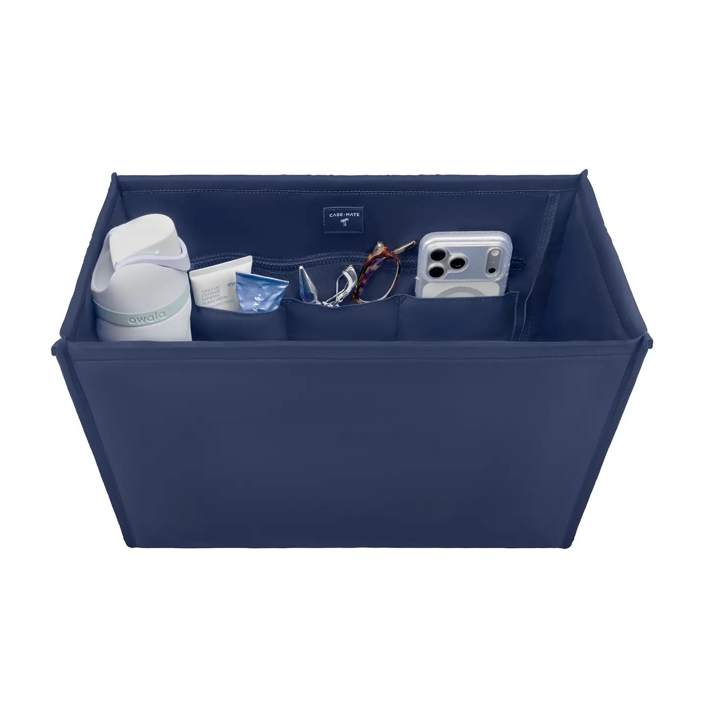 Case-Mate Oxford Navy tote bag organizer insert with multiple compartments and zipper pocket at ooh la la! in Grapevine TX 76051