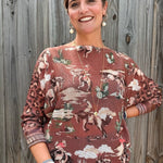 Giddy Up! Western Cowboys and Leopard Batwing Sweater in brown at ooh la la! in Grapevine TX 76051