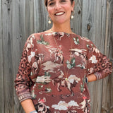 Giddy Up! Western Cowboys and Leopard Batwing Sweater in brown at ooh la la! in Grapevine TX 76051