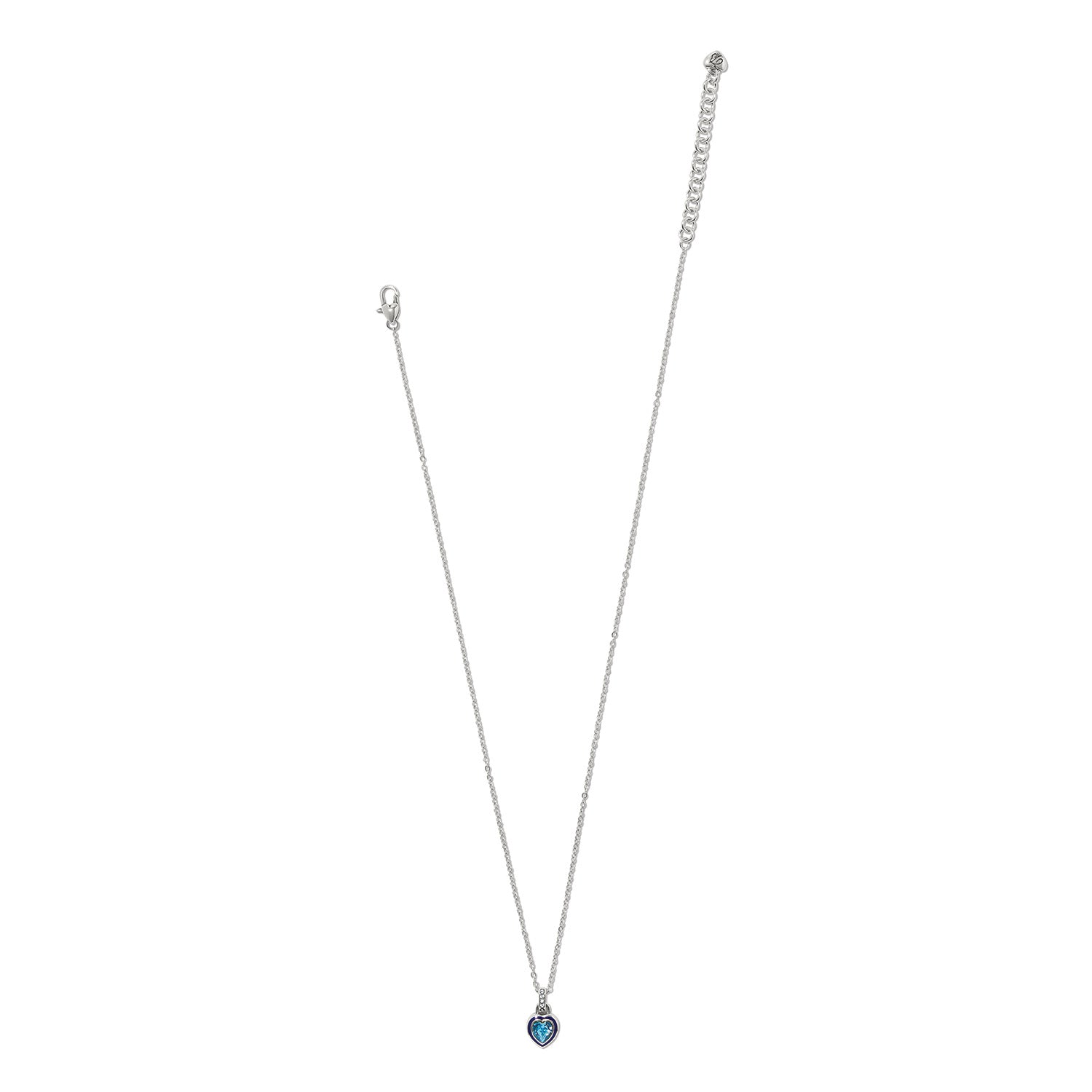 Brighton Halo Gemma Petite Heart Aqua Necklace with blue crystal pendant on silver chain at ooh la la! in Grapevine TX 76051