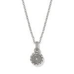 Brighton Halo Gemma Petite Round Tanzanite Necklace with silver chain and purple gemstone pendant at ooh la la! in Grapevine TX 76051