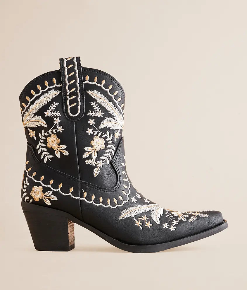 Corral Botanical Embroidered Western Bootie - Black at ooh la la! in Grapevine TX 76051