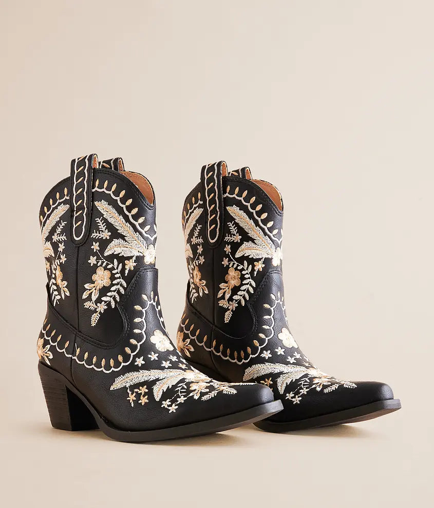 Corral Botanical Embroidered Western Bootie - Black at ooh la la! in Grapevine TX 76051