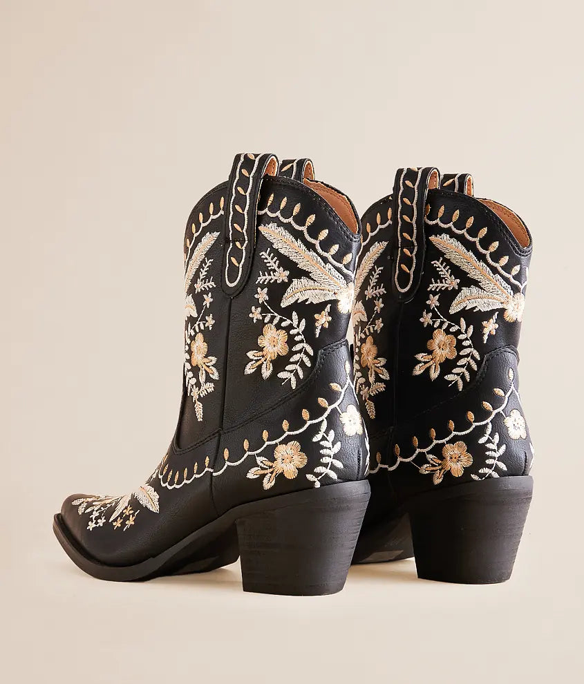 Corral Botanical Embroidered Western Bootie - Black at ooh la la! in Grapevine TX 76051
