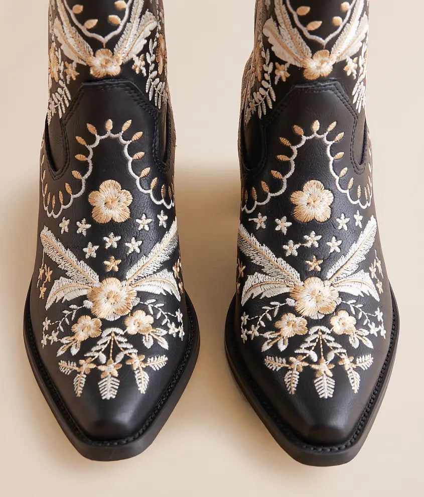 Corral Botanical Embroidered Western Bootie - Black at ooh la la! in Grapevine TX 76051