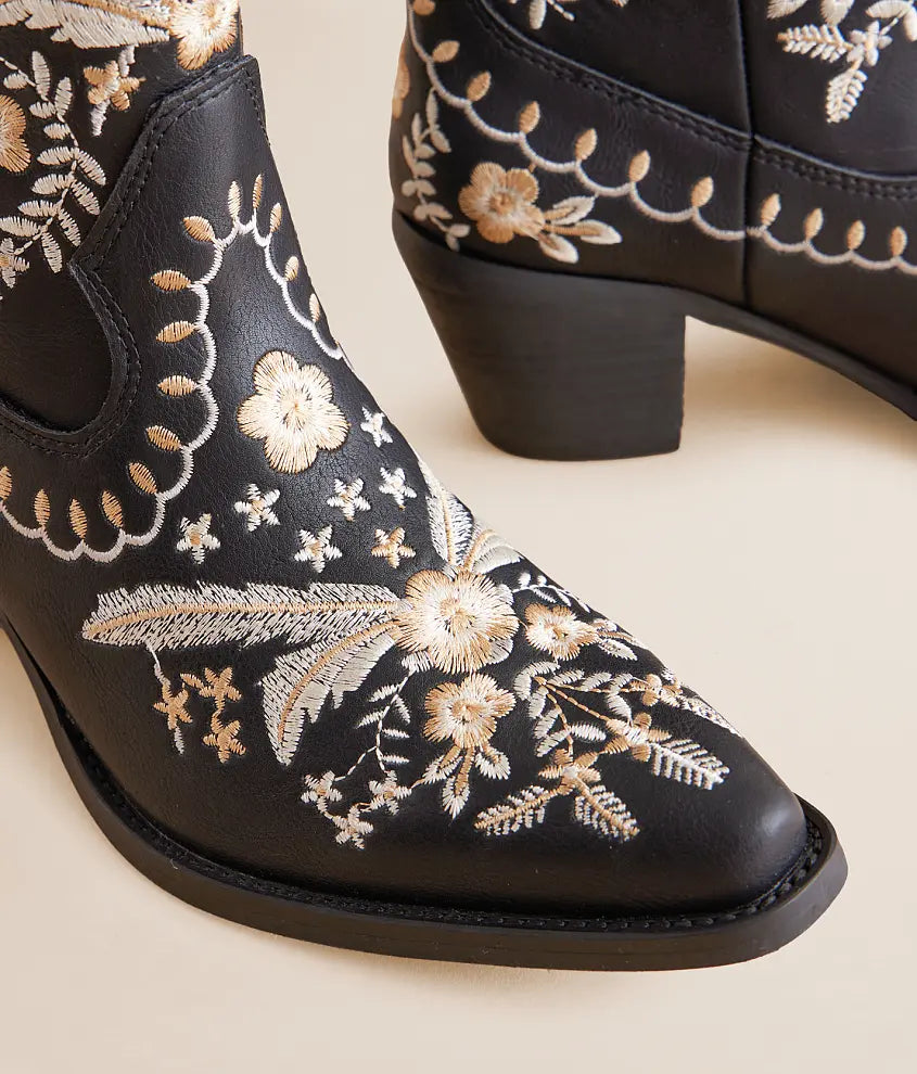 Corral Botanical Embroidered Western Bootie - Black at ooh la la! in Grapevine TX 76051