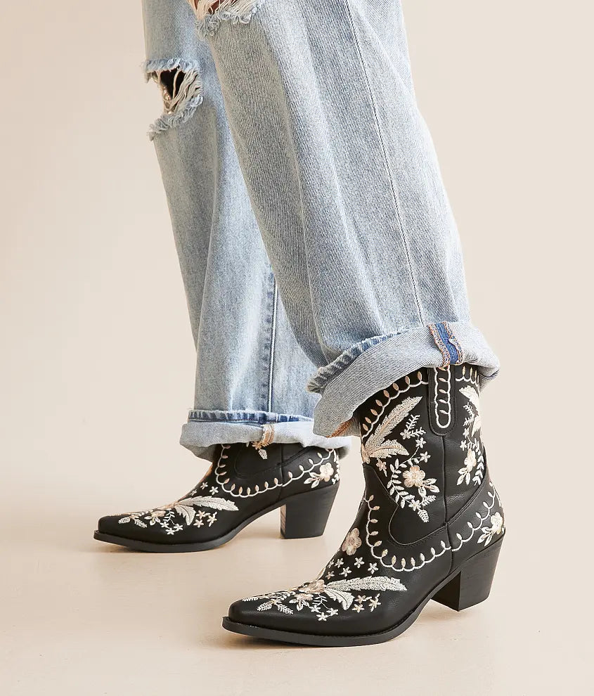 Corral Botanical Embroidered Western Bootie - Black at ooh la la! in Grapevine TX 76051