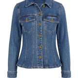 Liverpool Fit and Flare Denim Trucker Jacket at ooh la la! in Grapevine TX 76051