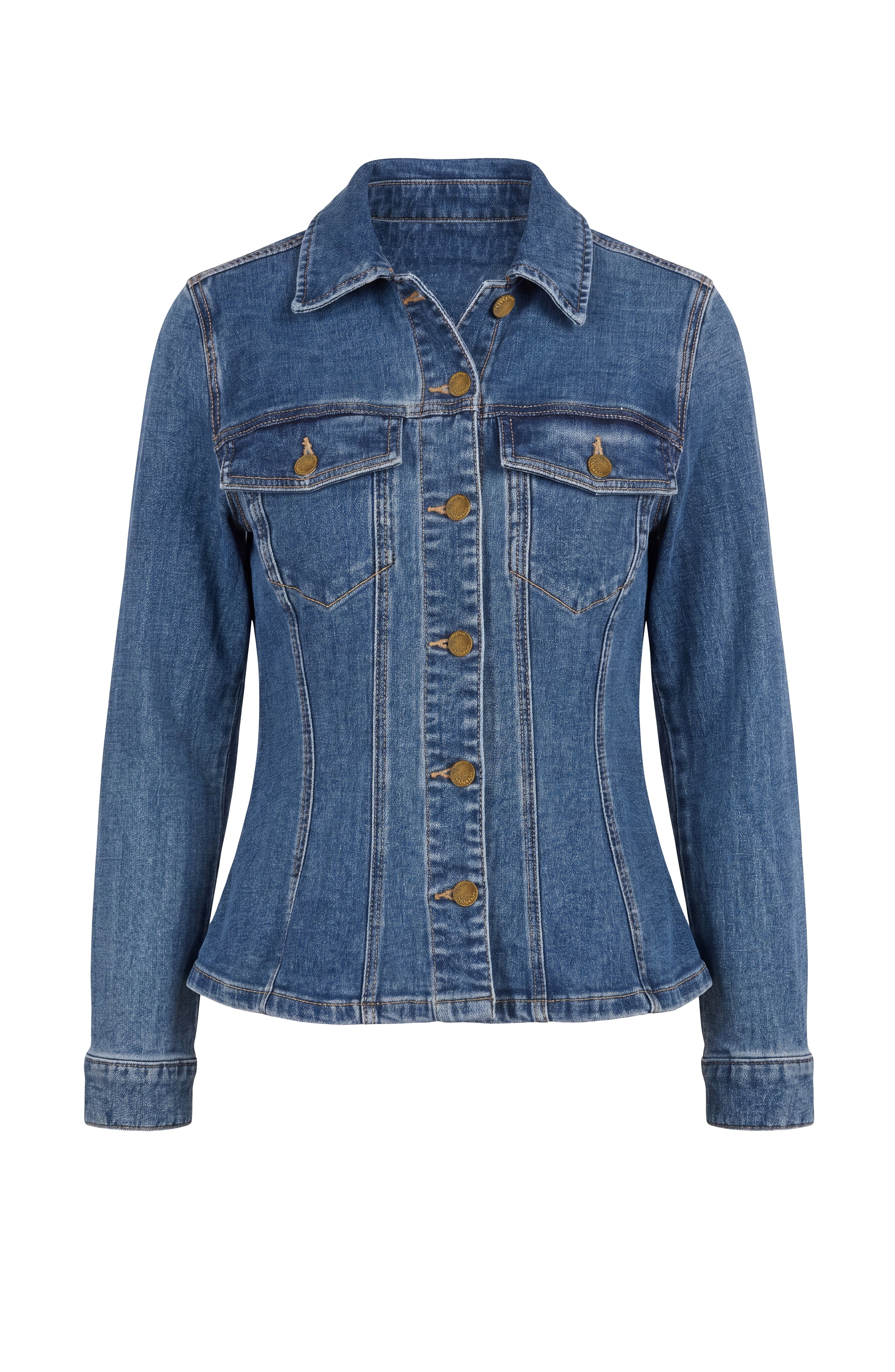 Liverpool Fit and Flare Denim Trucker Jacket at ooh la la! in Grapevine TX 76051