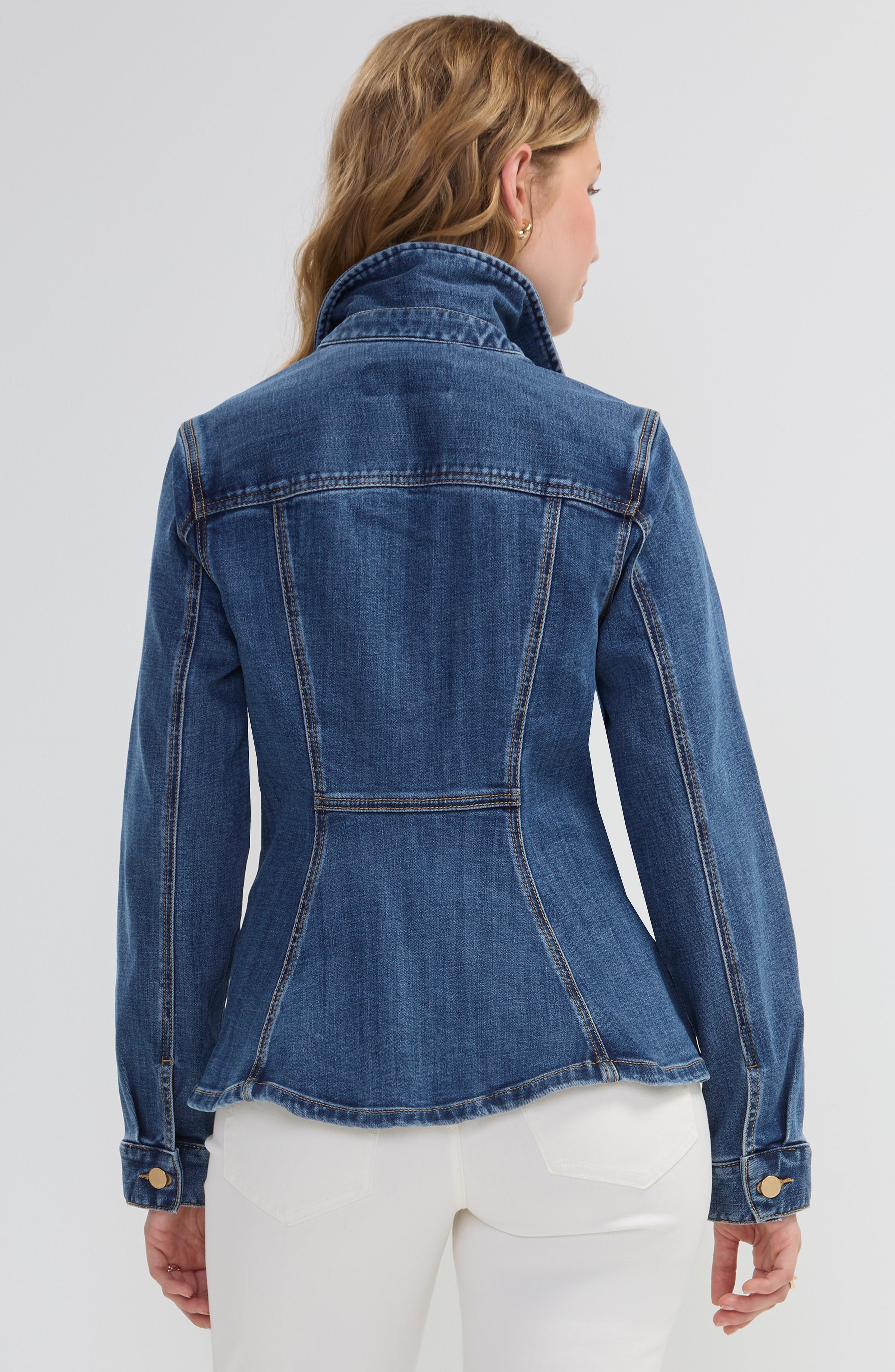 Liverpool Fit and Flare Denim Trucker Jacket at ooh la la! in Grapevine TX 76051