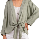 Made in Italy Tie Front Batwing Cardigan in olive at ooh la la! in Grapevine TX 76051