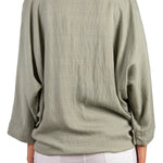 Made in Italy Tie Front Batwing Cardigan in olive at ooh la la! in Grapevine TX 76051