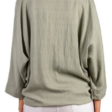 Made in Italy Tie Front Batwing Cardigan in olive at ooh la la! in Grapevine TX 76051